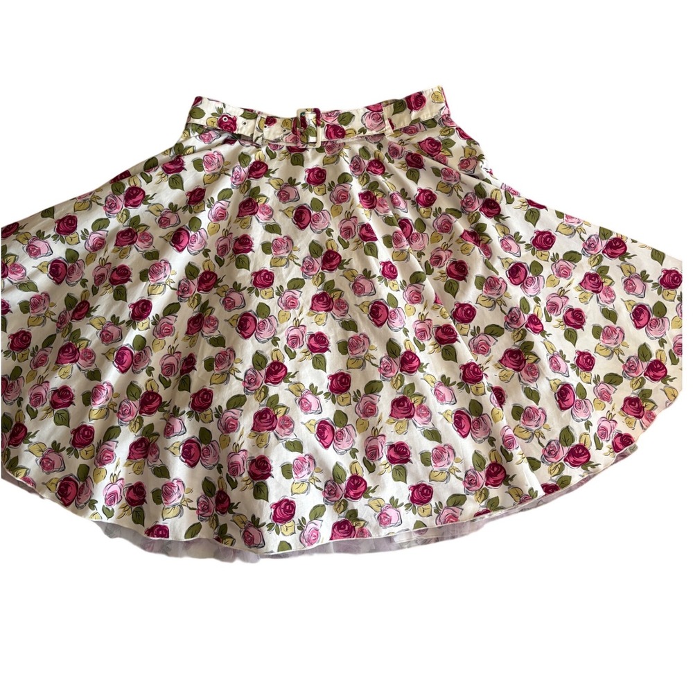 Ashley O'Rourke Floral Rose Midi Skirt Belted Tulle Petticoat Pink Ivory 17W - Picture 2 of 8